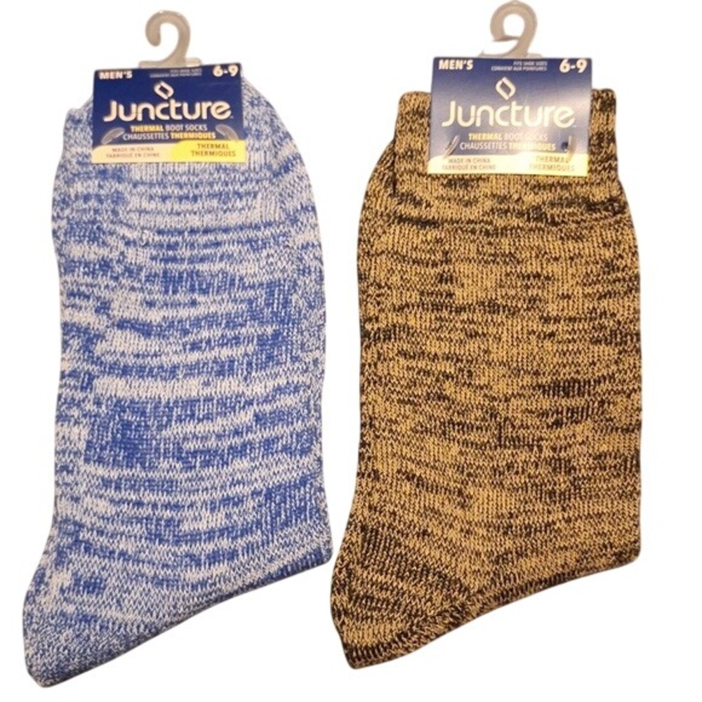 Juncture Thermal Boot Sock Bundle Blue Brown Marled Size 6-9 NEW